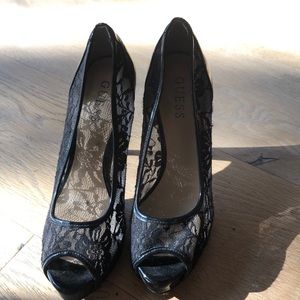 Guess lace heels open toe
